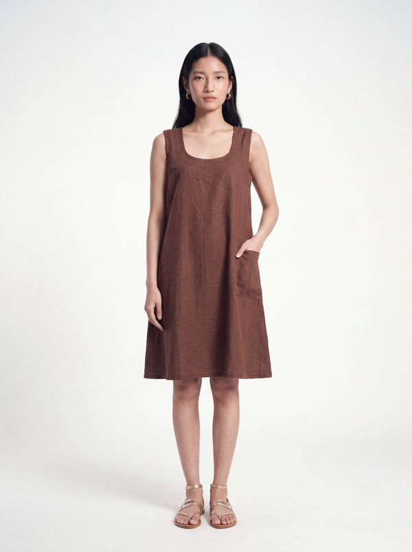 Cocoa Linen Swing Dress
