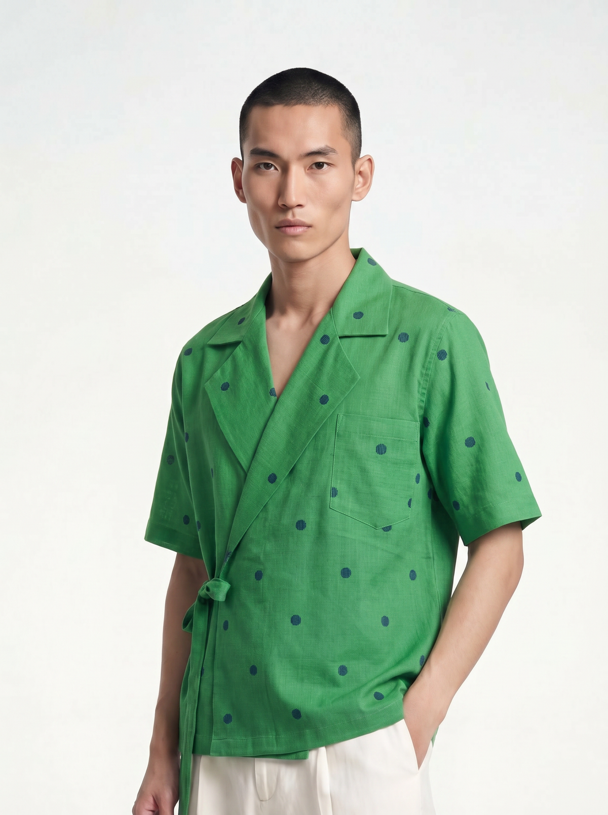 Indigo Dot Wrap Shirt