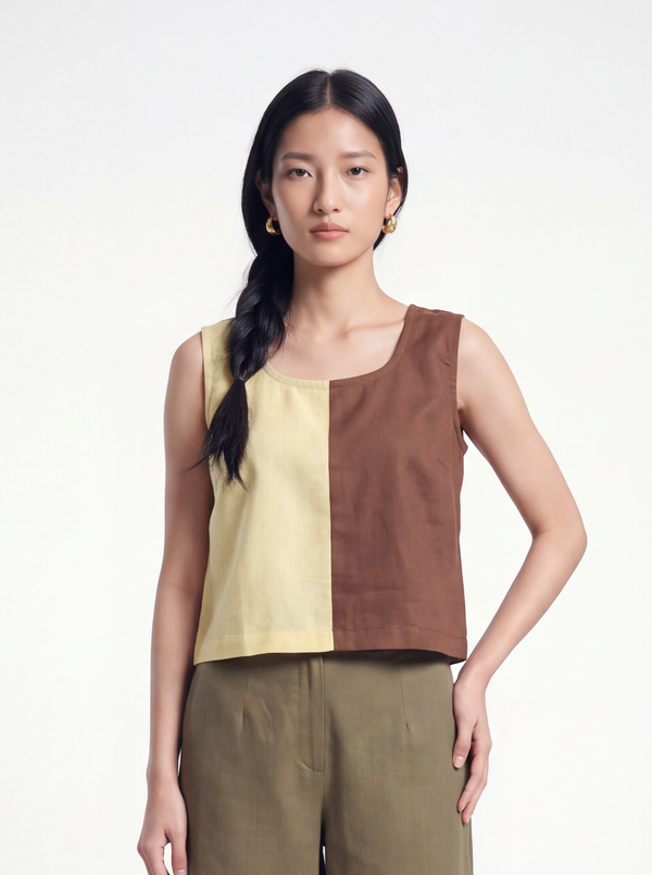 Two-Tone Linen Tank